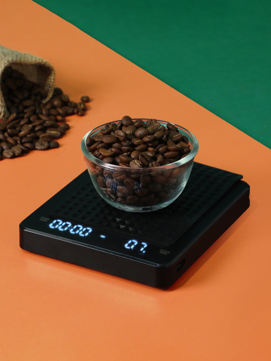 "THE BEAN COUNTER" Stylish Modern Coffee Bean Scale with Digital Display