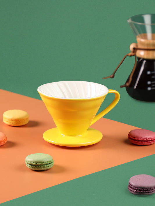 "THE BARISTA CUP" Ceramic V60 Coffee Dripper Cup - Yellow