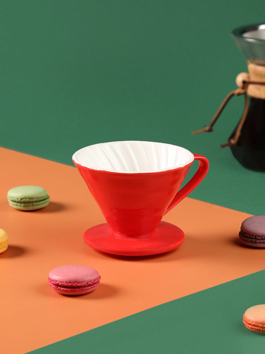 "THE BARISTA CUP" Ceramic V60 Coffee Dripper Cup - Red