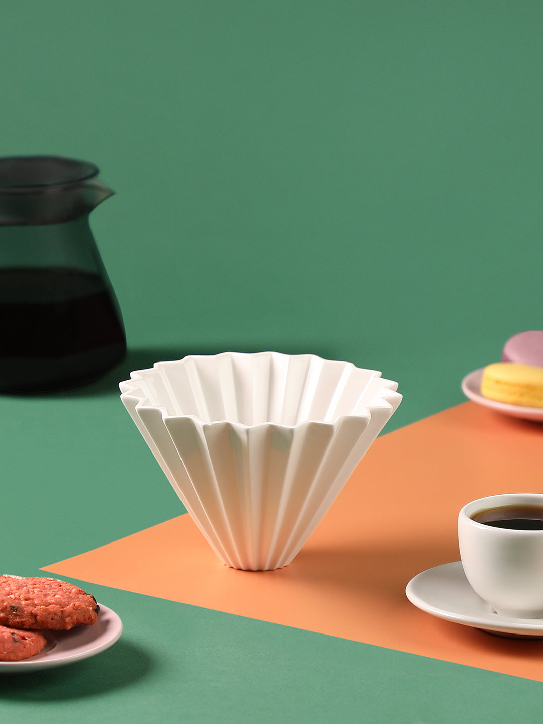 "POP ORIGAMI" Ceramic V60 Coffee Dripper - White