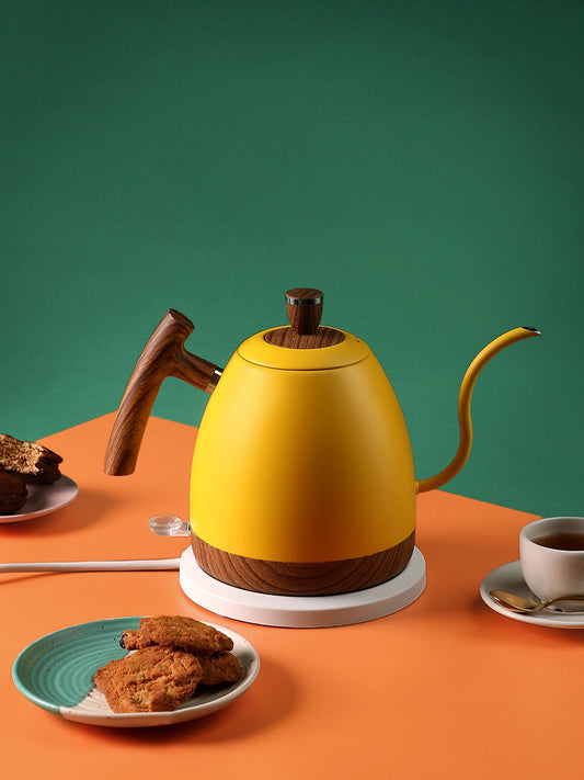 "THE POUR-FECT" Electric Goose Neck Kettle with Wooden Handle