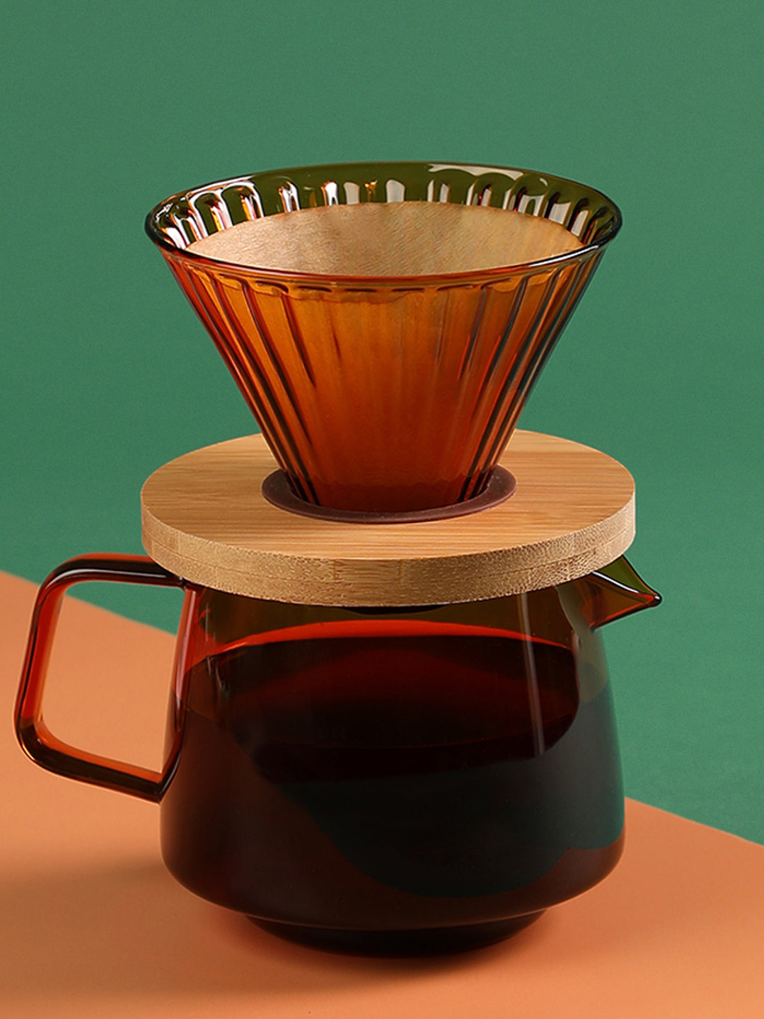 "THE AMBER POT" Glass V60 Coffee Pourover Set