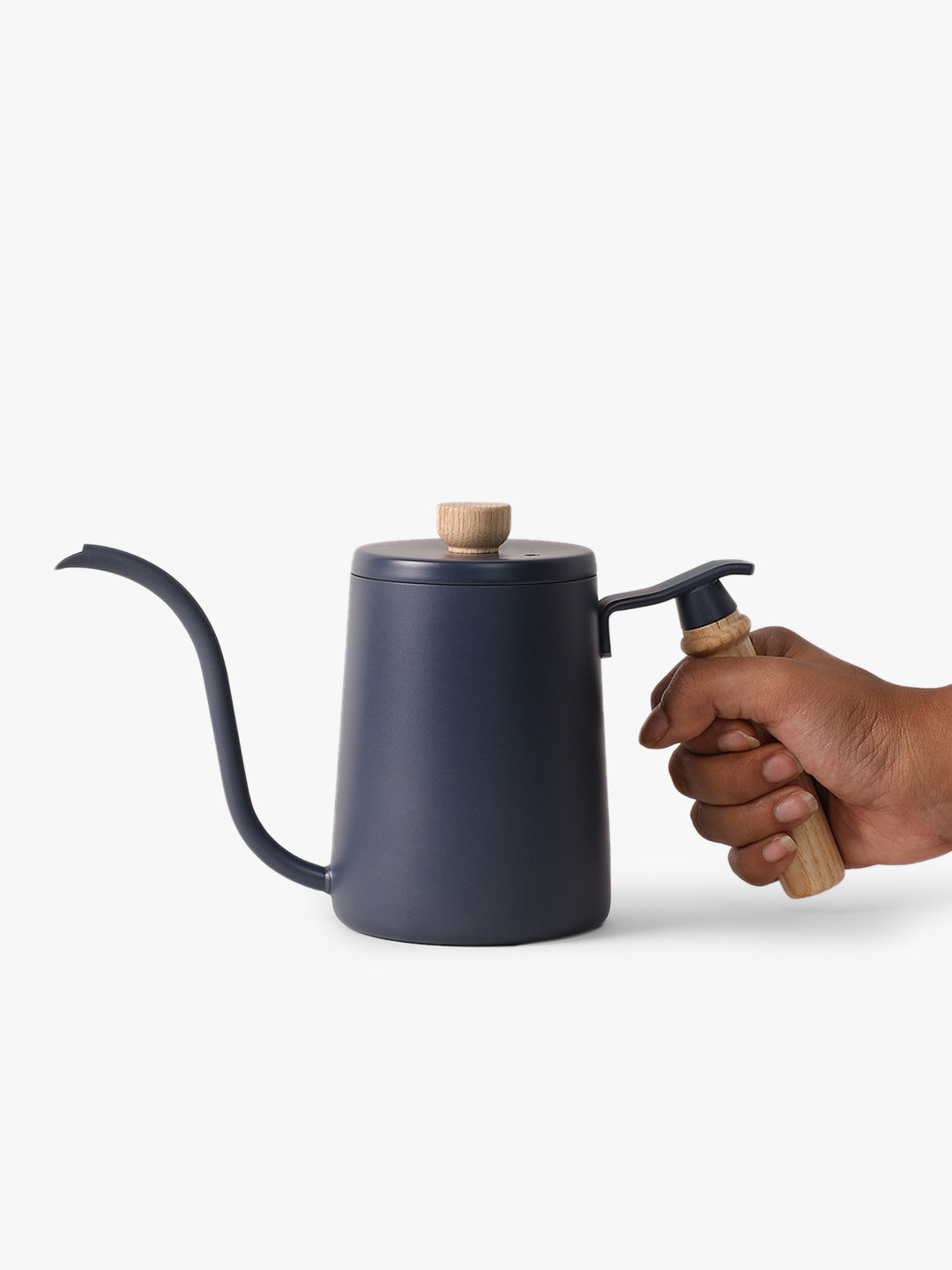 "BREW BUDDY" Gooseneck Kettle with Wooden Handle - Sky