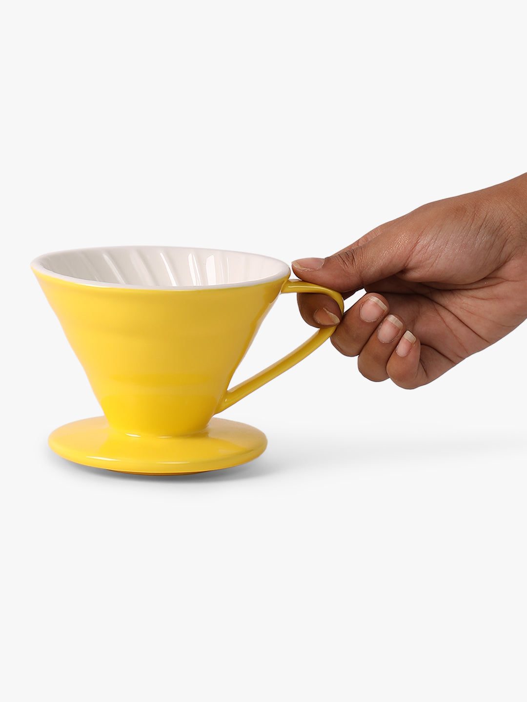 "THE BARISTA CUP" Ceramic V60 Coffee Dripper Cup - Yellow