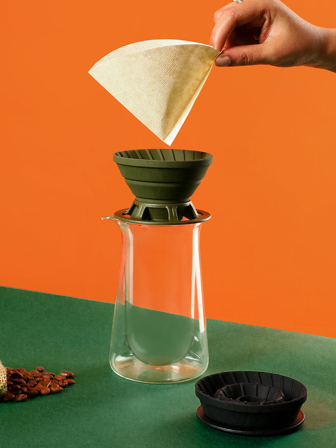 "TRAVEL BREW" Silicon Travel Friendly Coffee Dripper - Green