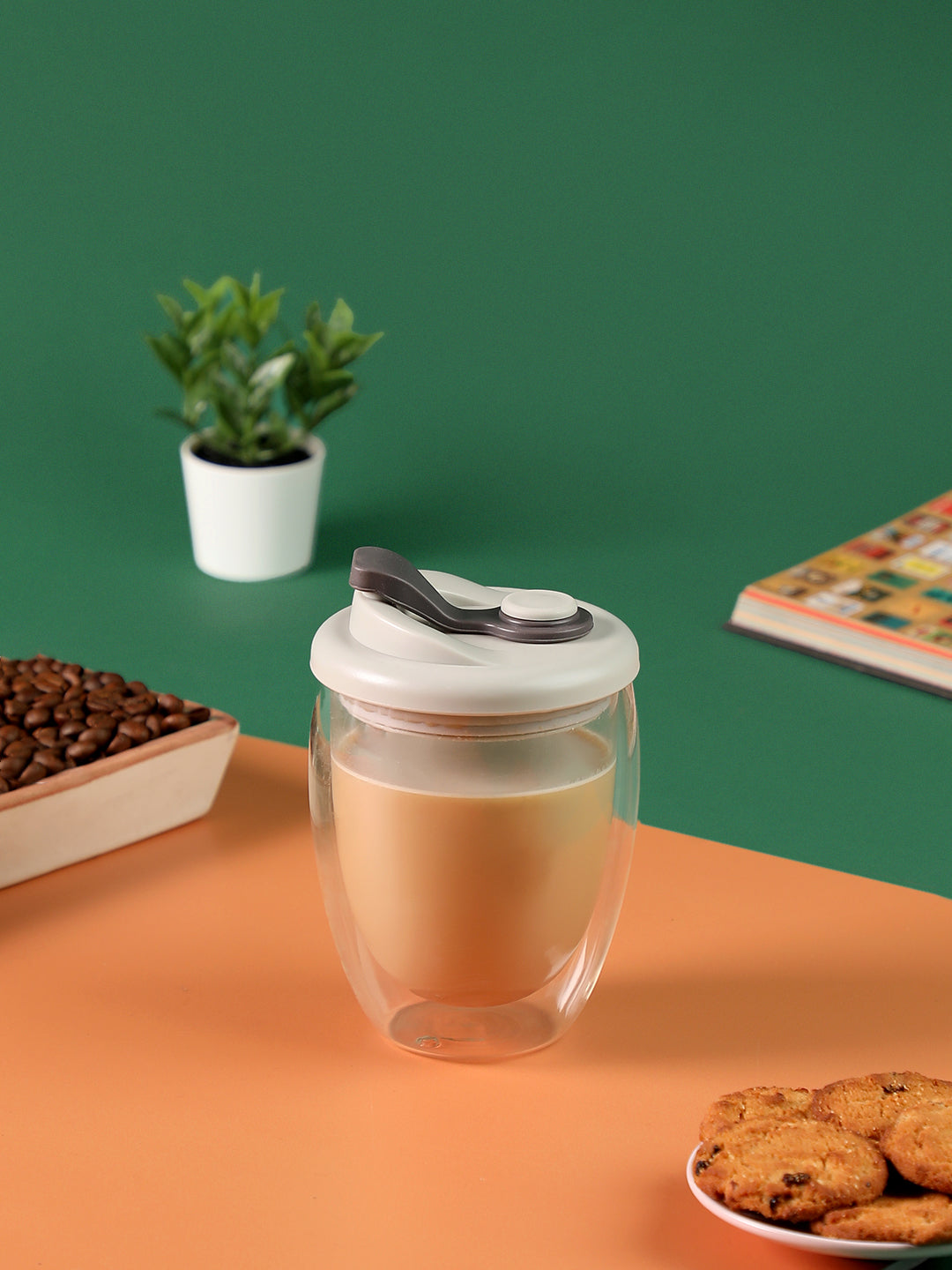 "TRAVELLER'S TUMBLER" Double Walled Coffee Mug with Silicone Lid - 350 ML