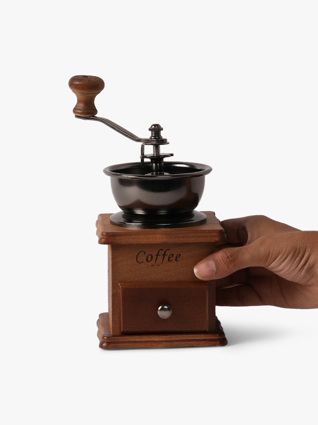 "THE COFFEE MILL" Vintage Style Novelty Miniature Wooden Coffee Bean Grinder