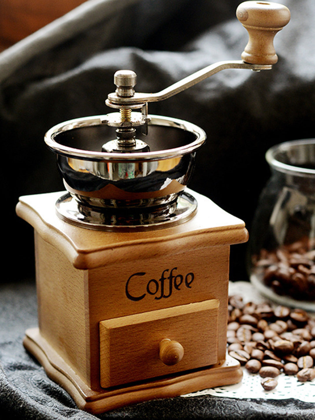 "THE COFFEE MILL" Vintage Style Novelty Miniature Wooden Coffee Bean Grinder