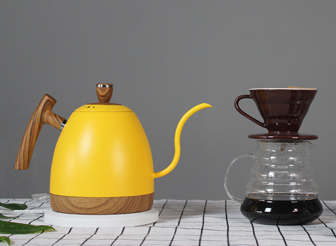 "THE POUR-FECT" Electric Goose Neck Kettle with Wooden Handle